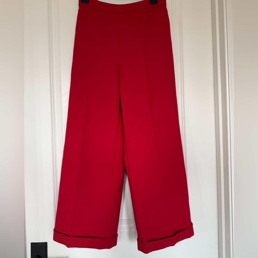 MM6 Maison Margiela Red Cropped Wide Leg Pants NWT IT 40 Made in Italy - Picture 2 of 8